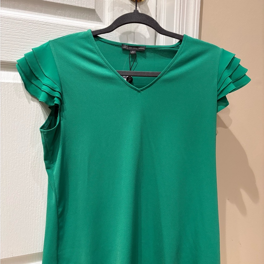 Adrianna Papell Emerald Ruffle Sleeve Blouse - Picture 1 of 2